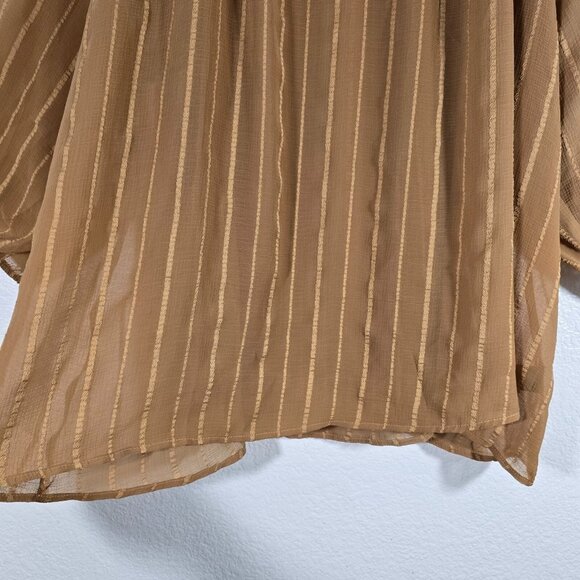 Torrid Sheer Peasant Blouse Top Women Size 3XL Brown Stripes Tie Boho Hippie - Picture 3 of 11